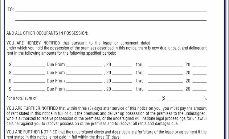 Pay Or Quit Notice California Form