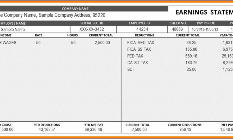 Pay Stub Template Word Document Free