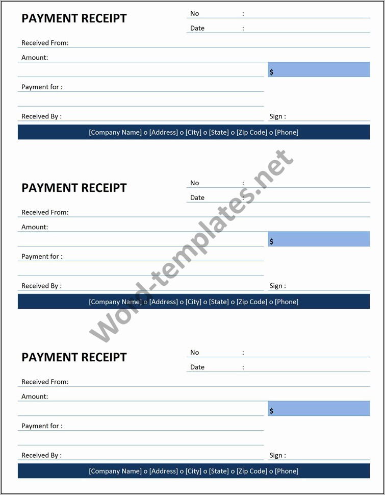 Payment Receipt Template Word Download