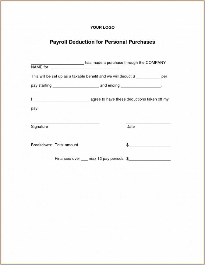 Payroll Authorization Deduction Form Template