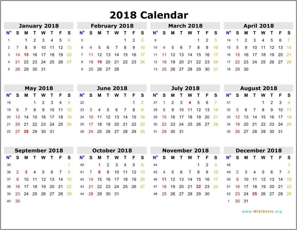 Payroll Calendar Template 2018