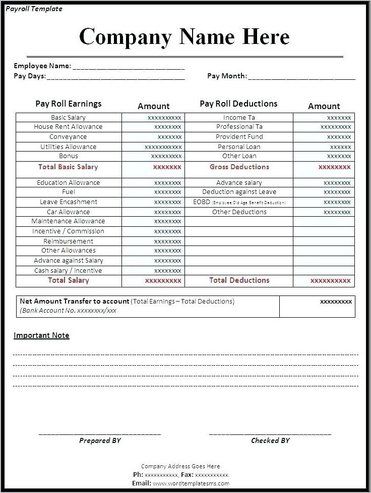 Payroll Change Form Template Word