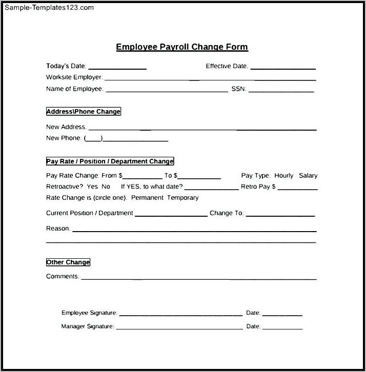 Payroll Change Request Form Template