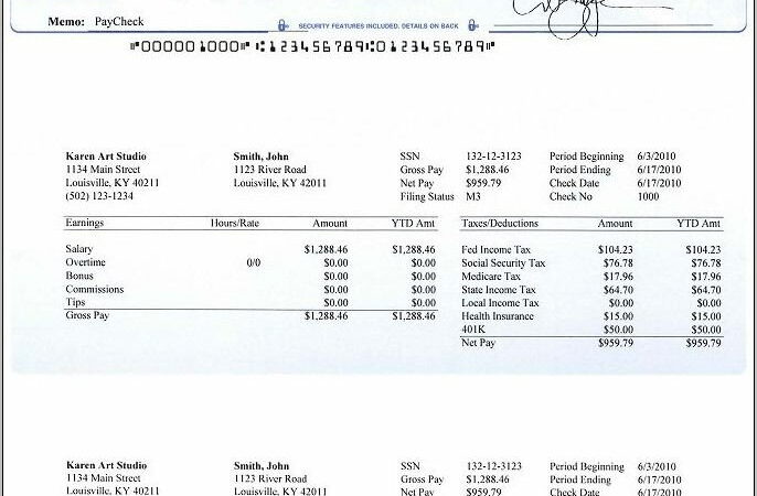 Payroll Check Template Free