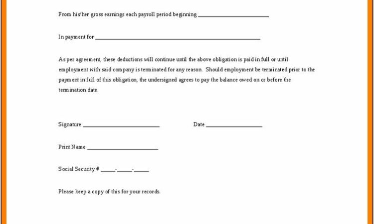 Payroll Deduction Agreement Template