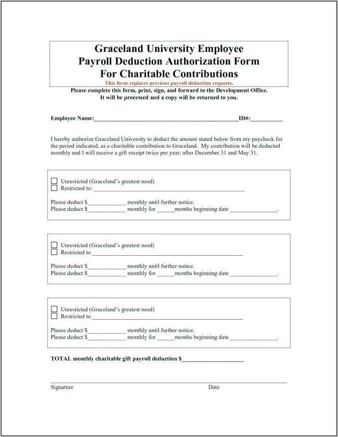 Payroll Deduction Authorisation Form Template