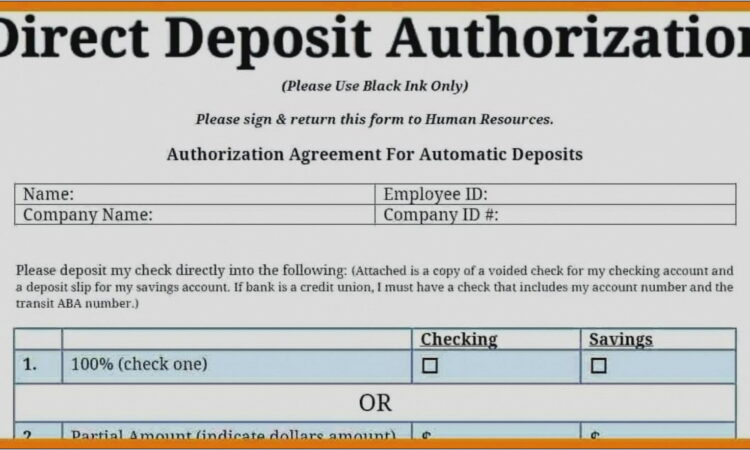 Payroll Direct Deposit Form Template Canada