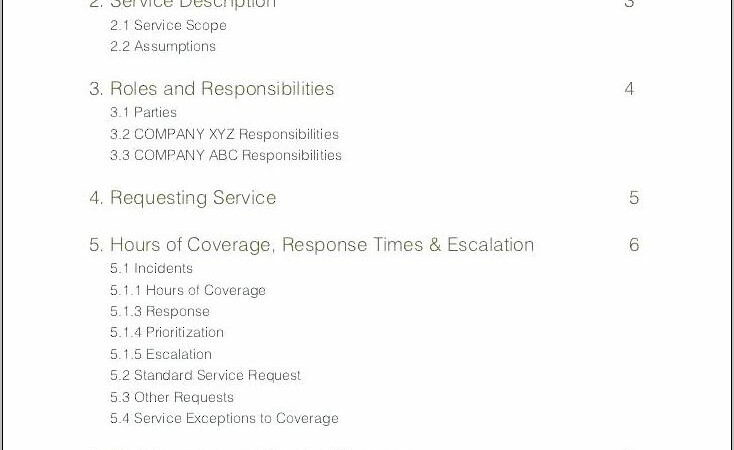 Payroll Service Level Agreement Example