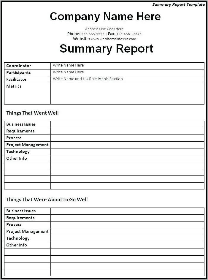 Payroll Summary Sheet Template