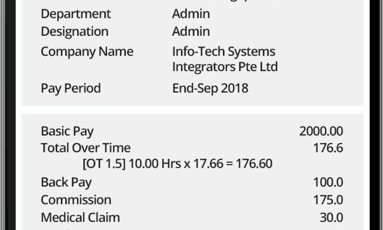 Payslip Template Singapore Cpf