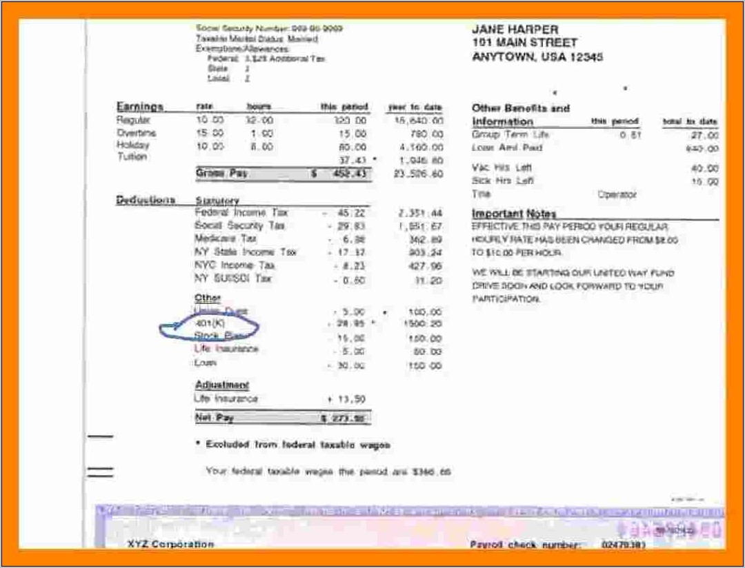 Pdffiller Pay Stub Template