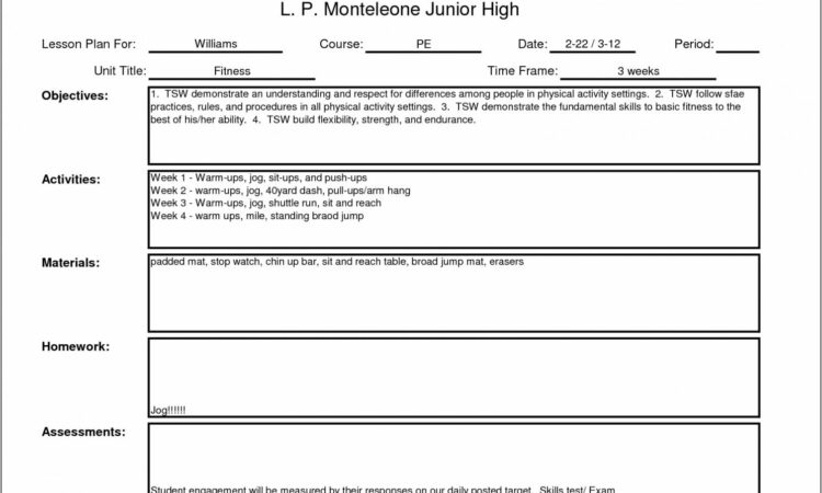 Pe Lesson Plan Format