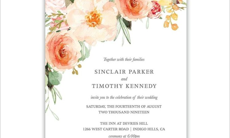 Peach Floral Wedding Invitations