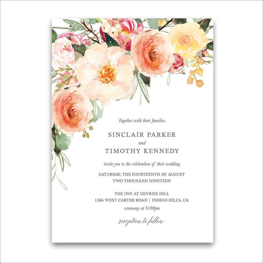 Peach Floral Wedding Invitations