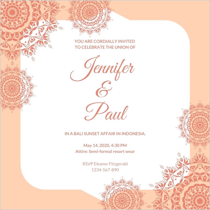 Peach Wedding Invitation Templates