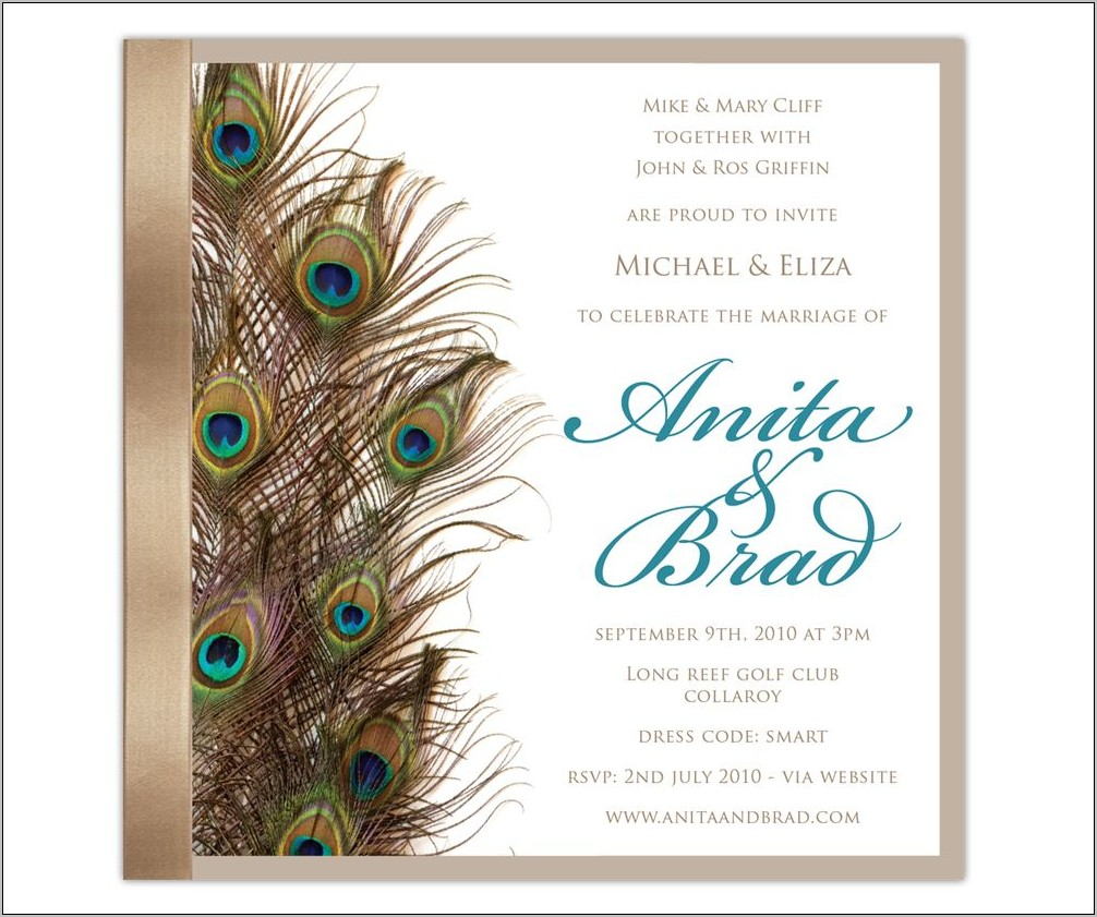 Peacock Wedding Invitation Templates