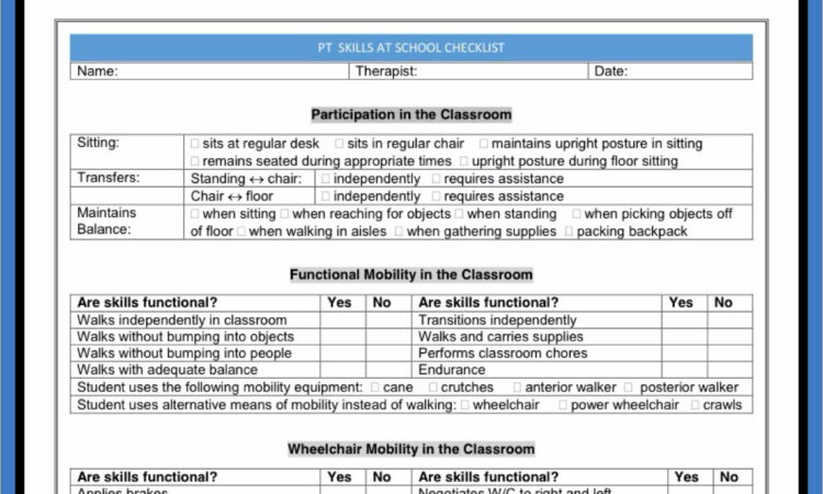 Pediatric Physical Therapy Assessment Form Pdf