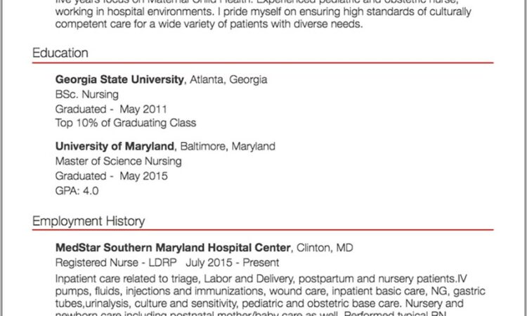 Pediatric Registered Nurse Resume Examples