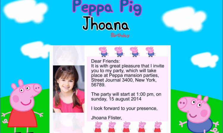 Peppa Pig Invitation Template Free