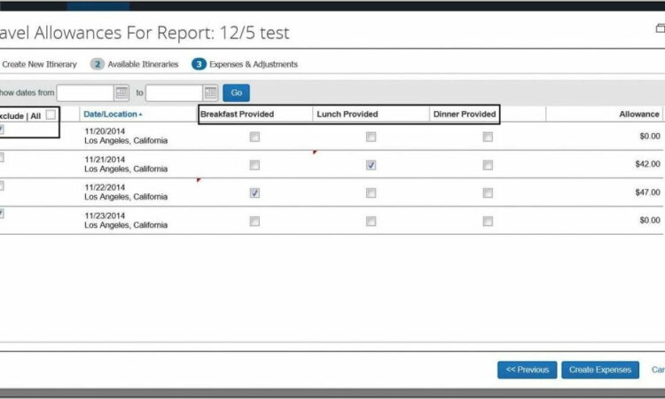 Per Diem Expense Report Template