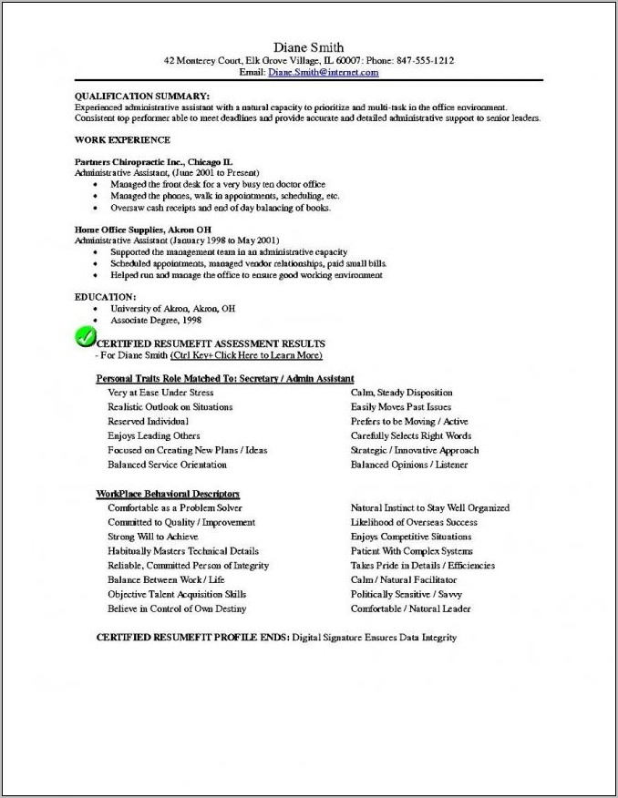 Personal Assistant Objective Resume Sample
