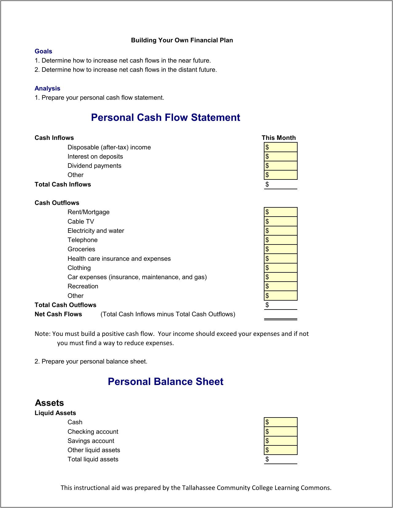 Personal Balance Sheet Template Australia