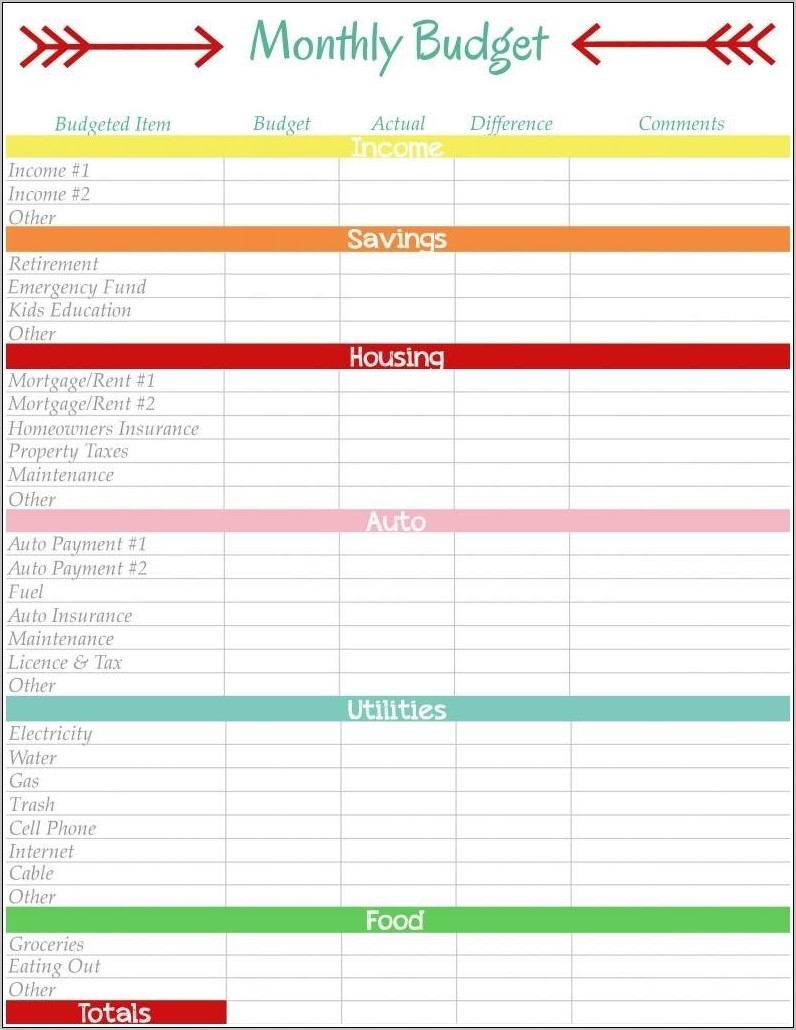 Personal Budget Planner Template Free