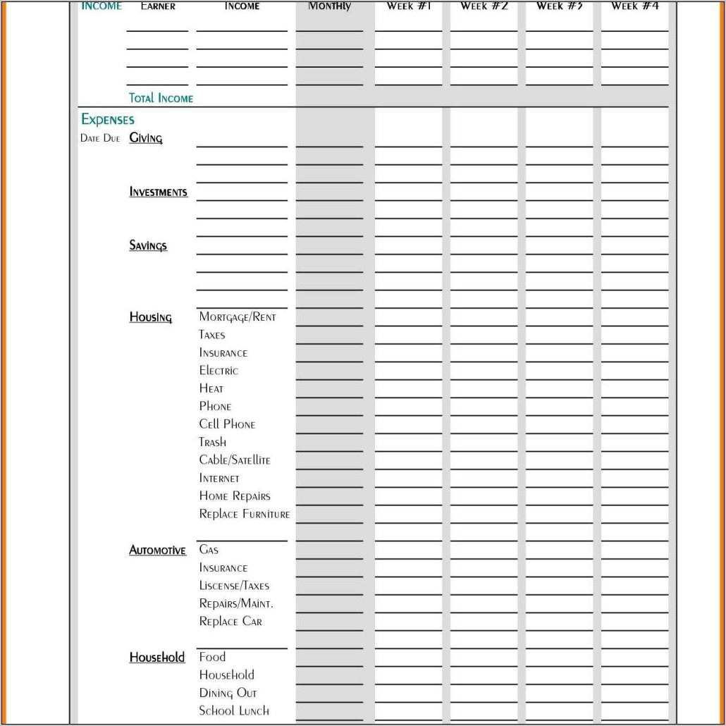 Personal Budget Planner Template Printable