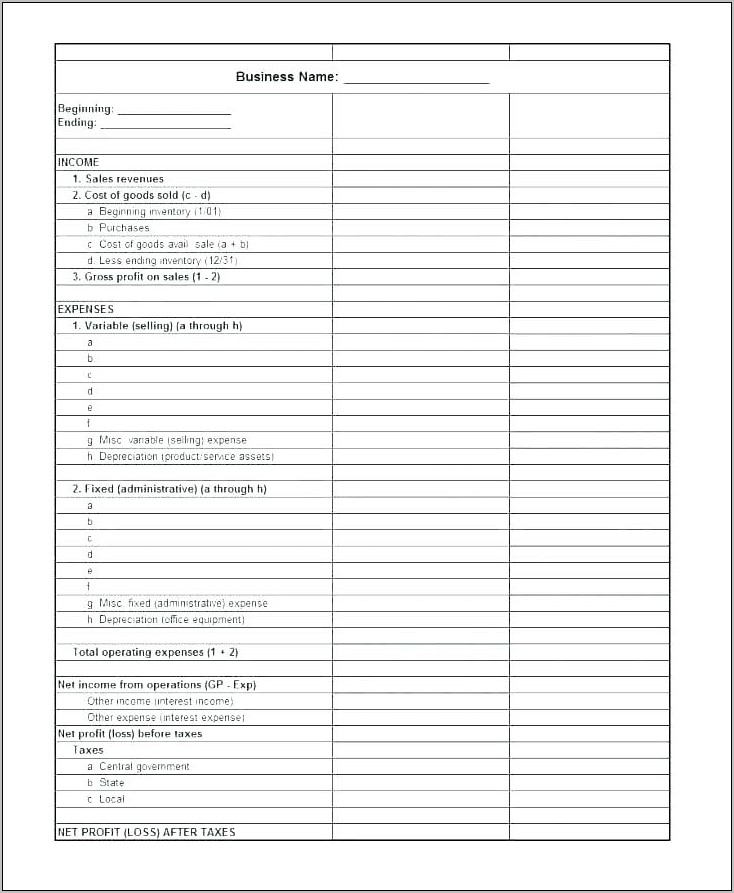 Personal Income And Expense Sheet Template