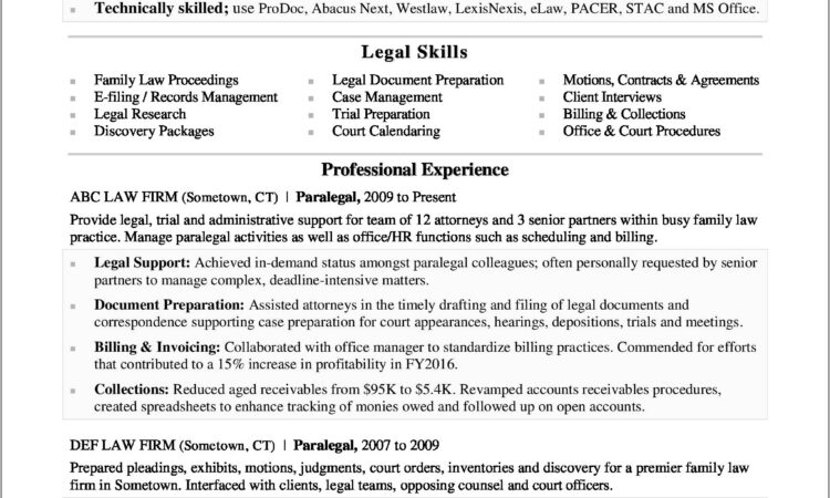 Personal Injury Legal Assistant Duties For Resume