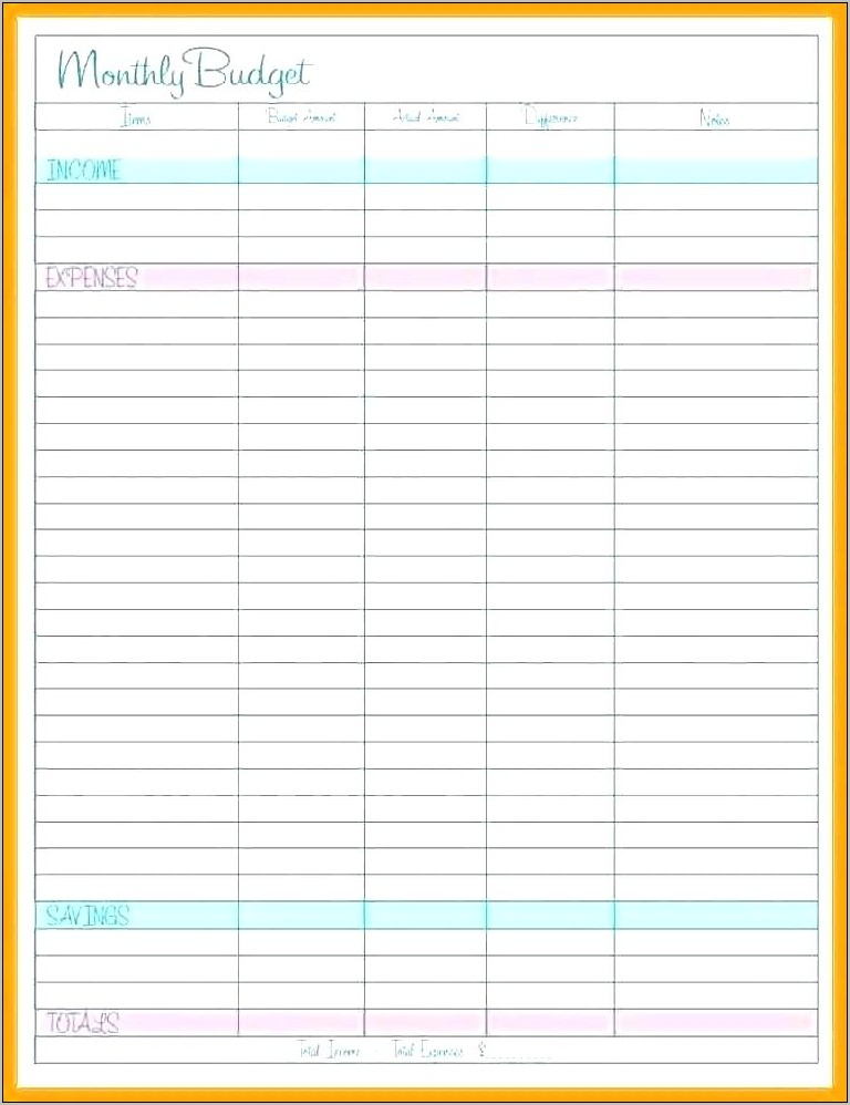 Personal Monthly Budget Template Xls