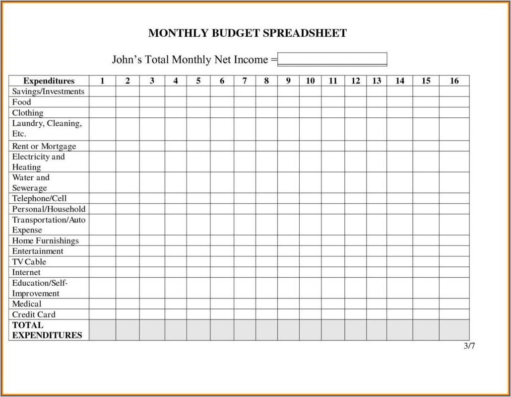 Personal Monthly Income Statement Template