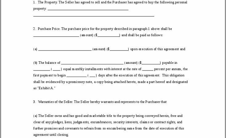 Personal Property Sales Contract Sample