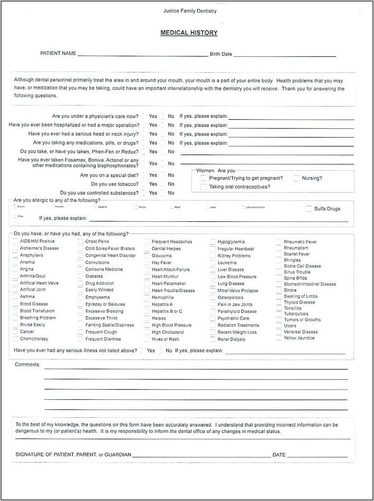 Personal Training Pre Exercise Questionnaire Template