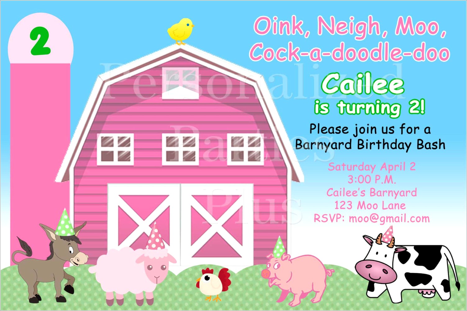 Personalized Barnyard Birthday Invitations