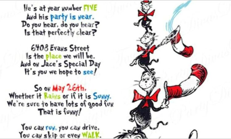 Personalized Cat In The Hat Birthday Invitations