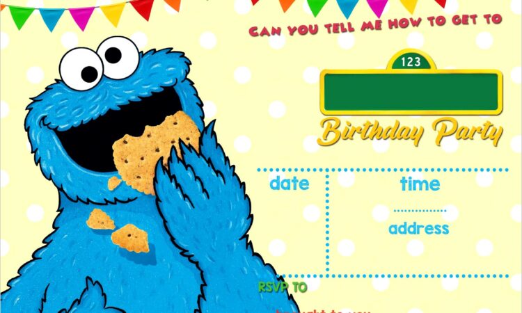 Personalized Cookie Monster Invitations