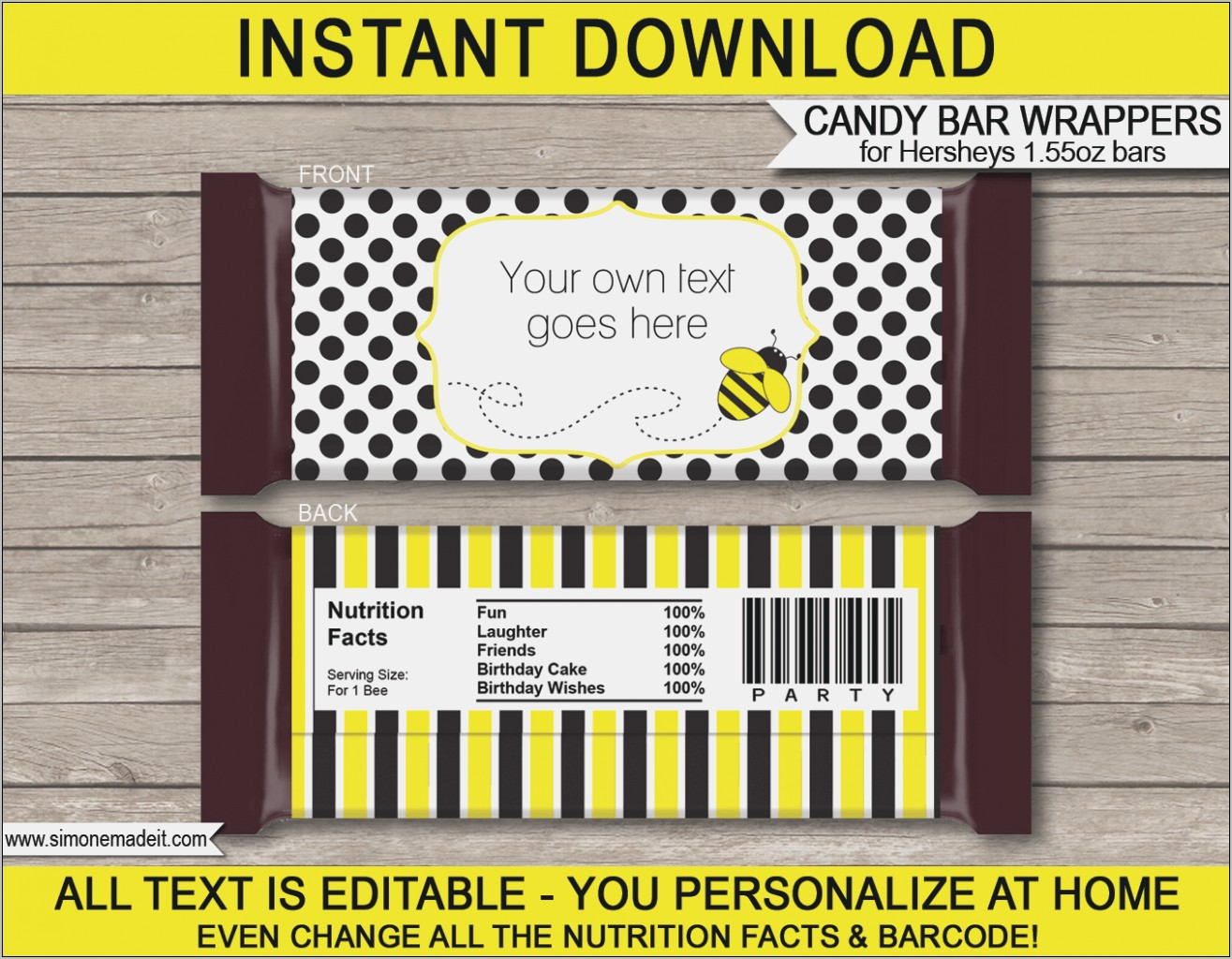 Personalized Hershey Bar Wrappers Template