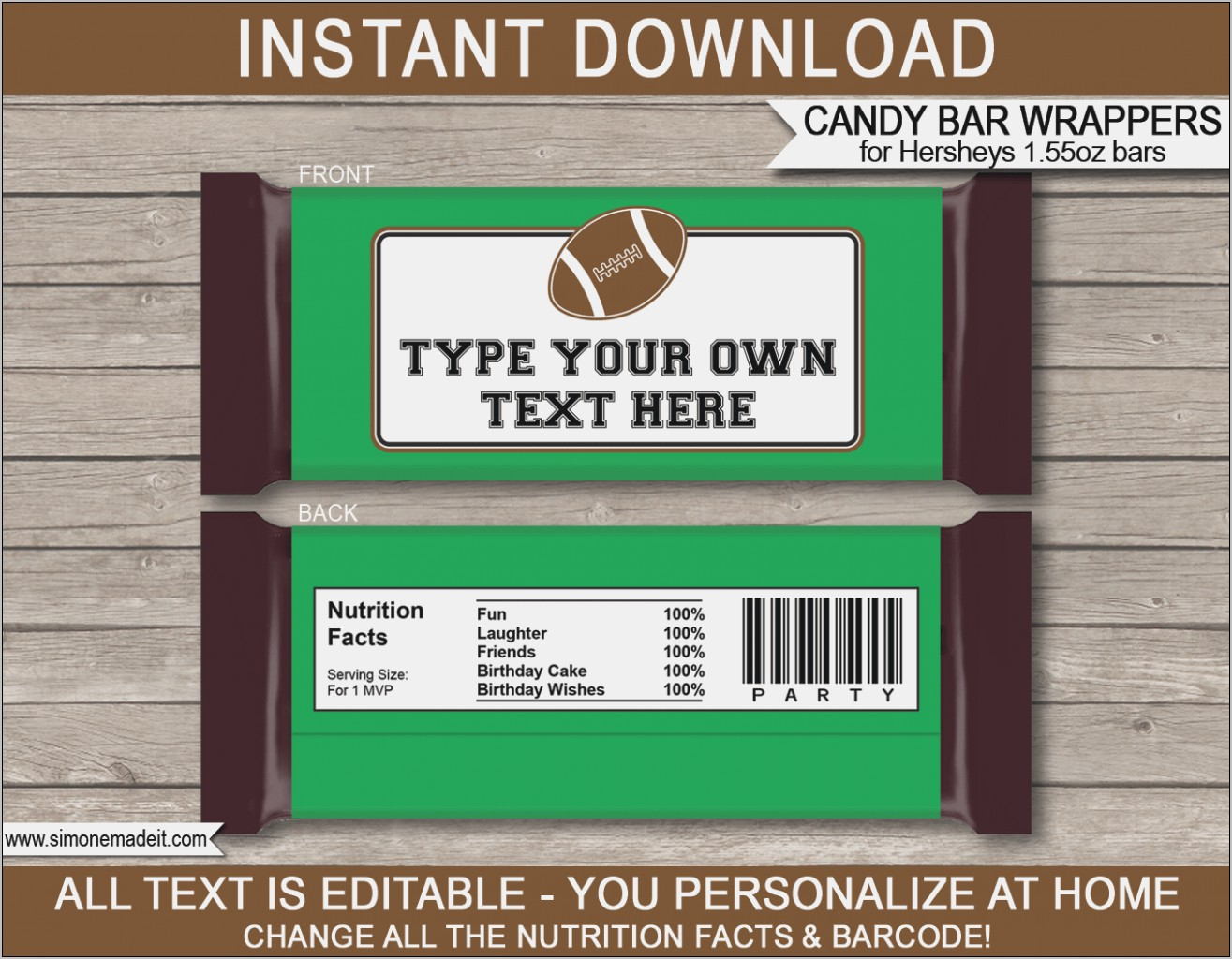 Personalized Hershey Wrappers Template
