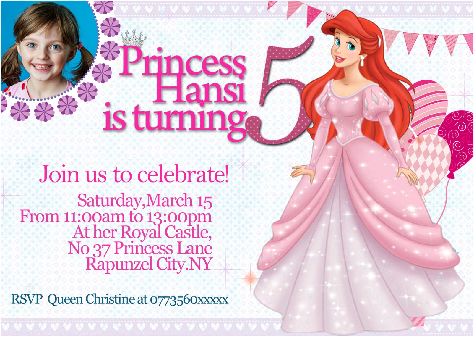 Personalized Little Mermaid Birthday Invitations