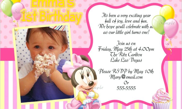 Personalized Minnie Mouse Invitations 1st Birthday