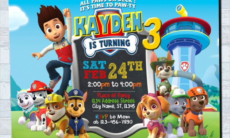 Personalized Paw Patrol Invitations