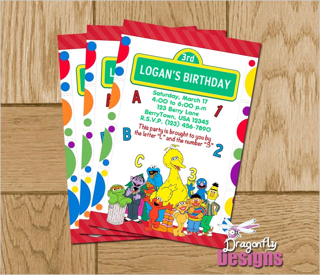 Personalized Sesame Street Birthday Invitations