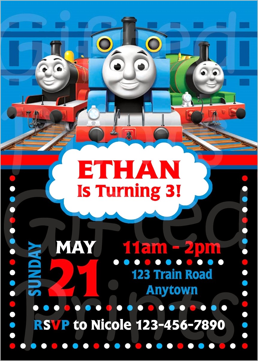 Personalized Thomas The Train Birthday Invitations Free