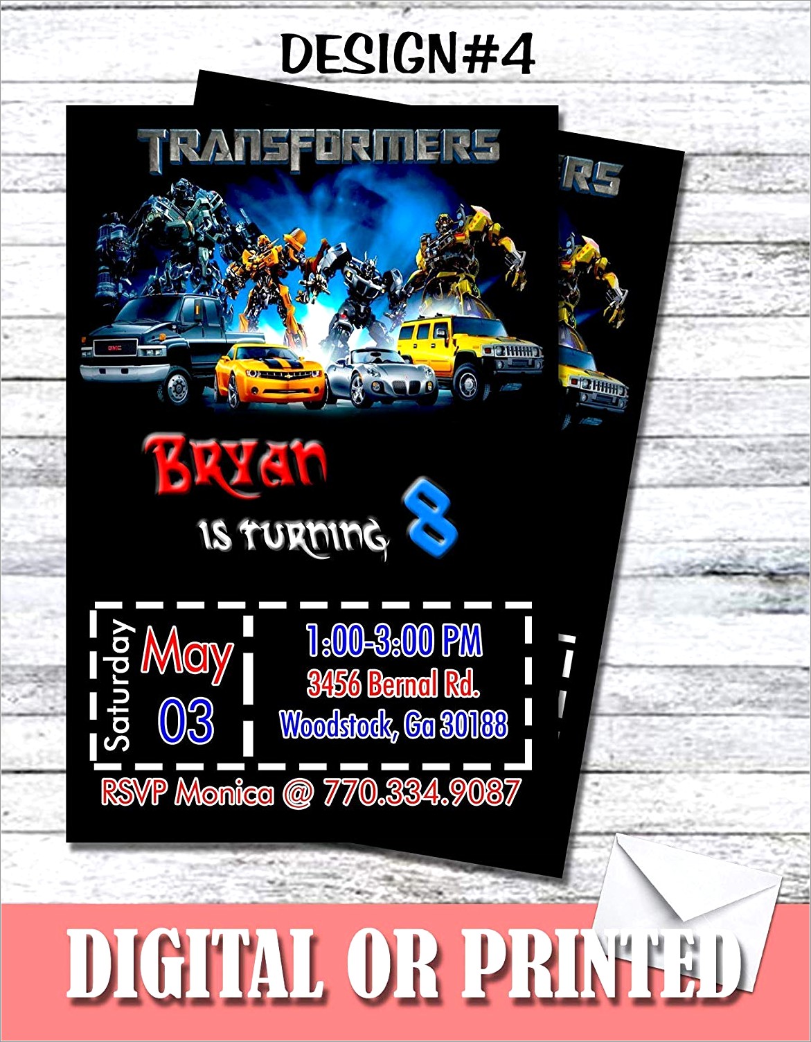 Personalized Transformers Birthday Invitations