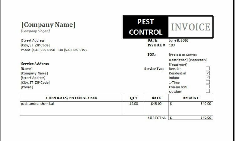 Pest Control Invoice Template