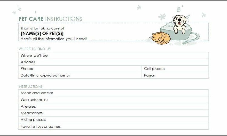 Pet Sitter Template Instructions