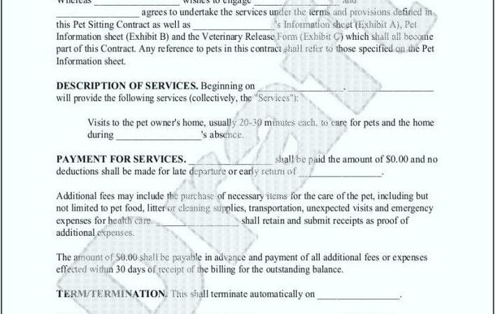 Pet Sitting Service Agreement Template