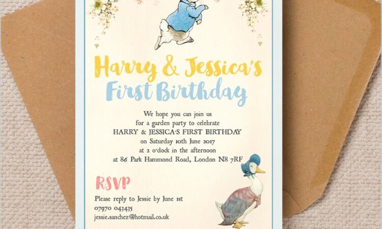 Peter Rabbit Birthday Invitations