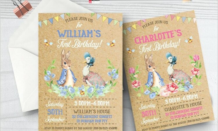 Peter Rabbit First Birthday Invitations